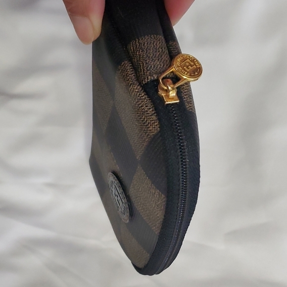 Fendi Vintage Pequin Cosmetic Pouch | Brown Check - Picture 9 of 14